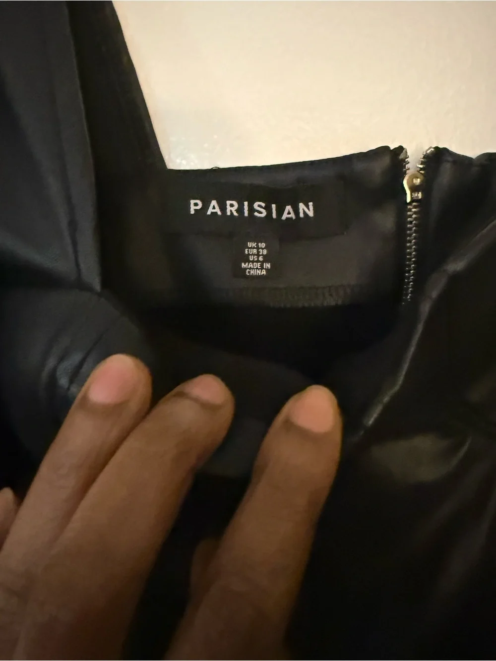 Parisian Works Black Faux-Leather Bustier Crop Top with Sheer Sleeves